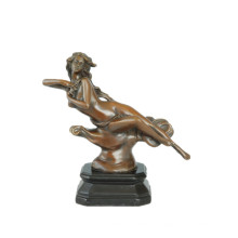 Weibliche Figur Kunst Carving Bronze Skulptur Kleine Größe Nackte Dame Messing Statue TPE-541